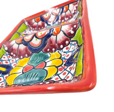 Mexican Talavera Ceramic Divided Serving Dish - Dual Section, 10